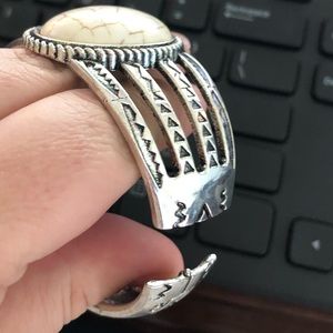 Jewelry - Ornate BOHO detailed tribal bangle ivory stone Jewelry - Ornate BOHO detailed tribal bangle ivory stone